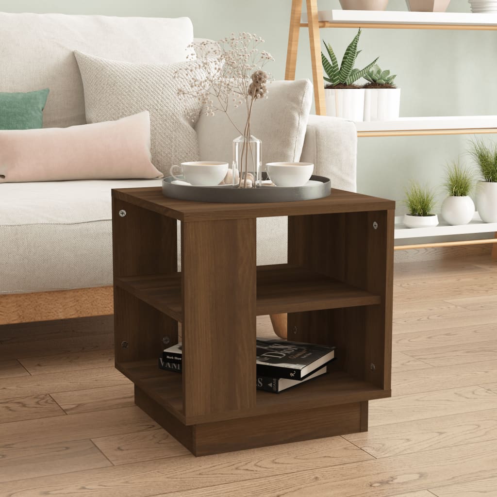 Table basse aspect chêne marron 40x40x43 cm en bois