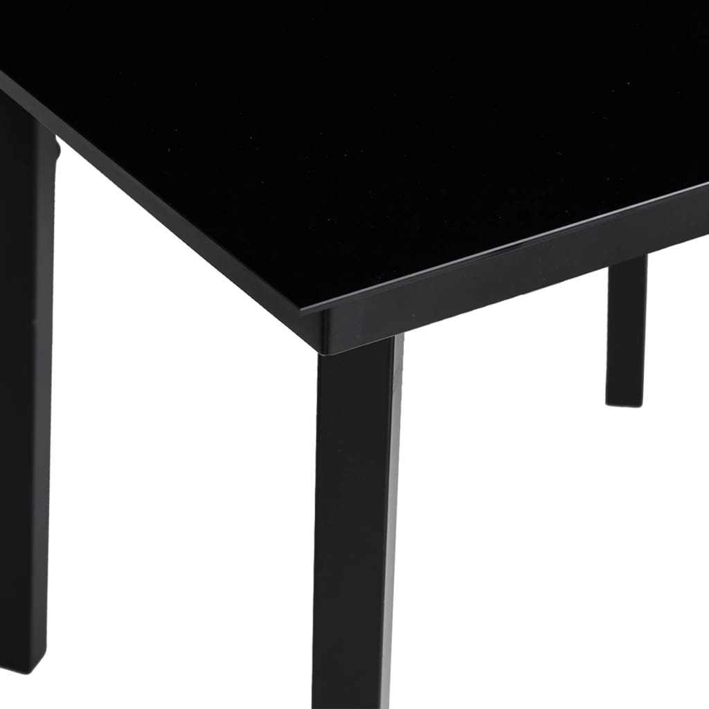 Garden dining table black 80x80x74 cm steel and glass