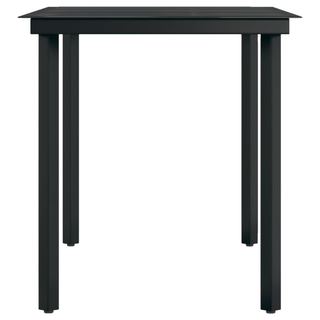 Table à manger de jardin noire 140x70x74 cm acier et verre