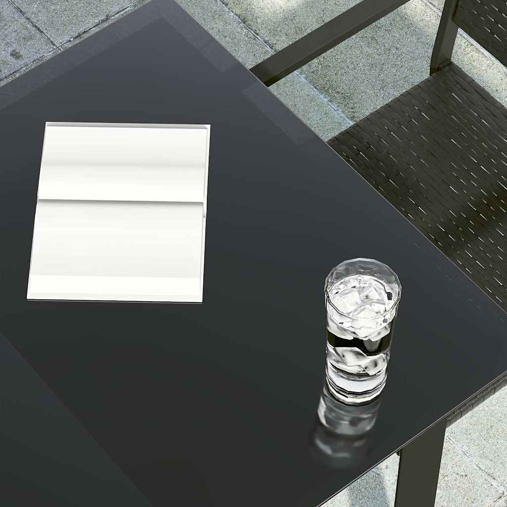Garten-Esstisch Schwarz 140x70x74 cm Stahl und Glas