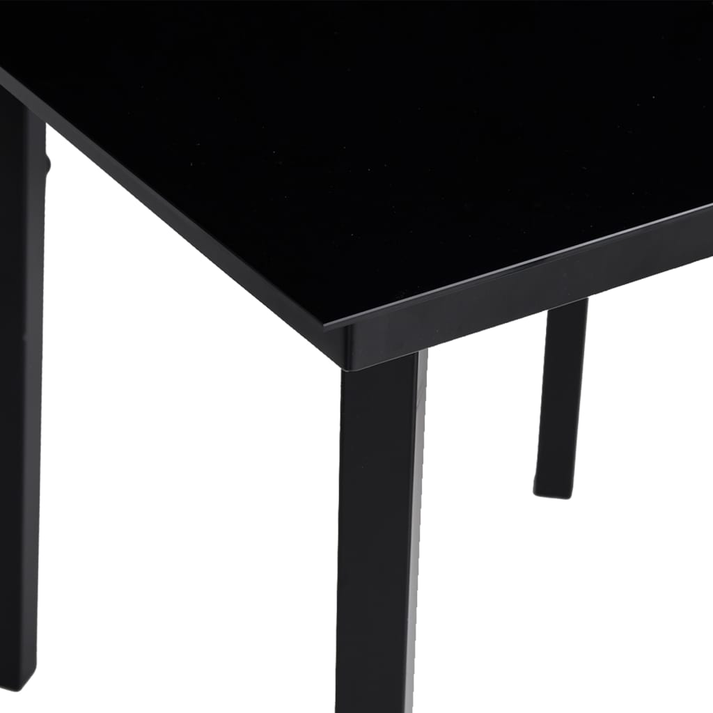 Table à manger de jardin noire 140x70x74 cm acier et verre