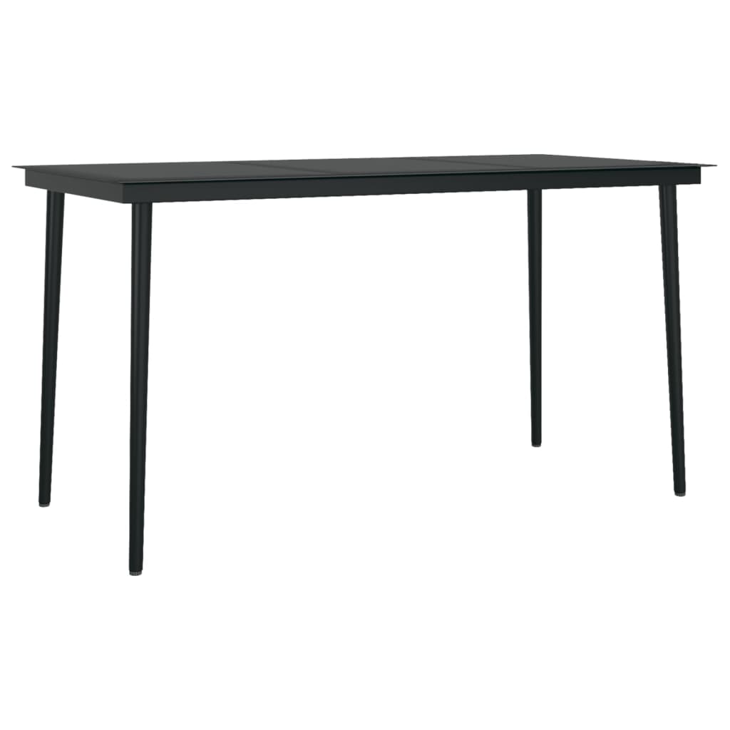 Table à manger de jardin noire 140x70x74 cm acier et verre