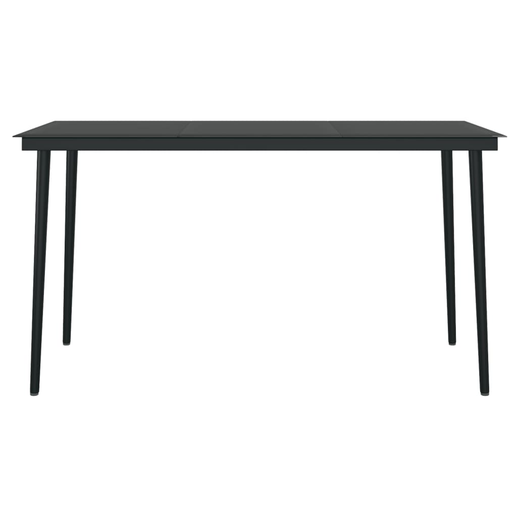 Table à manger de jardin noire 140x70x74 cm acier et verre