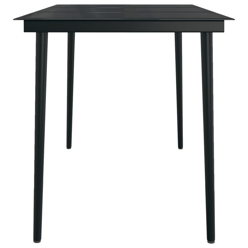 Table à manger de jardin noire 140x70x74 cm acier et verre