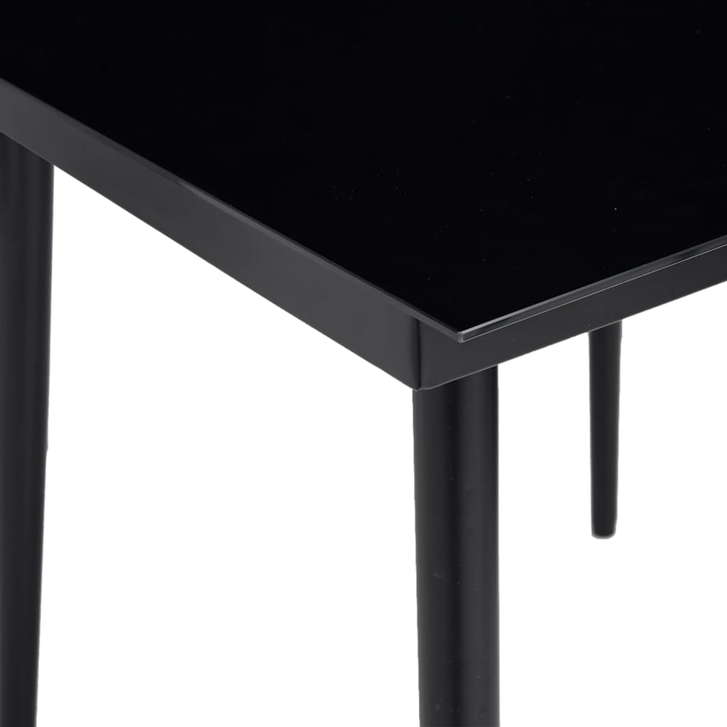 Table à manger de jardin noire 140x70x74 cm acier et verre