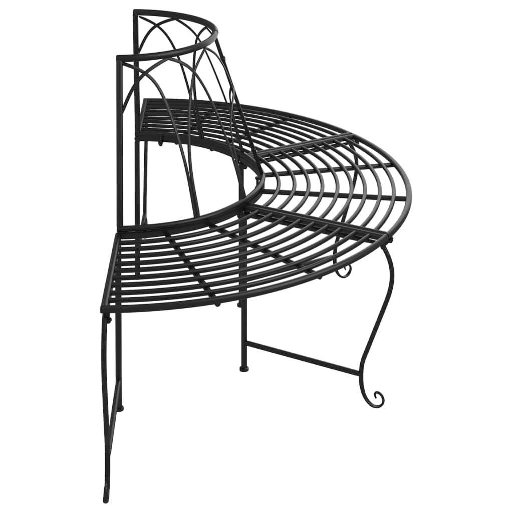 Baumbank Halbrund Ø159 cm Schwarz Stahl