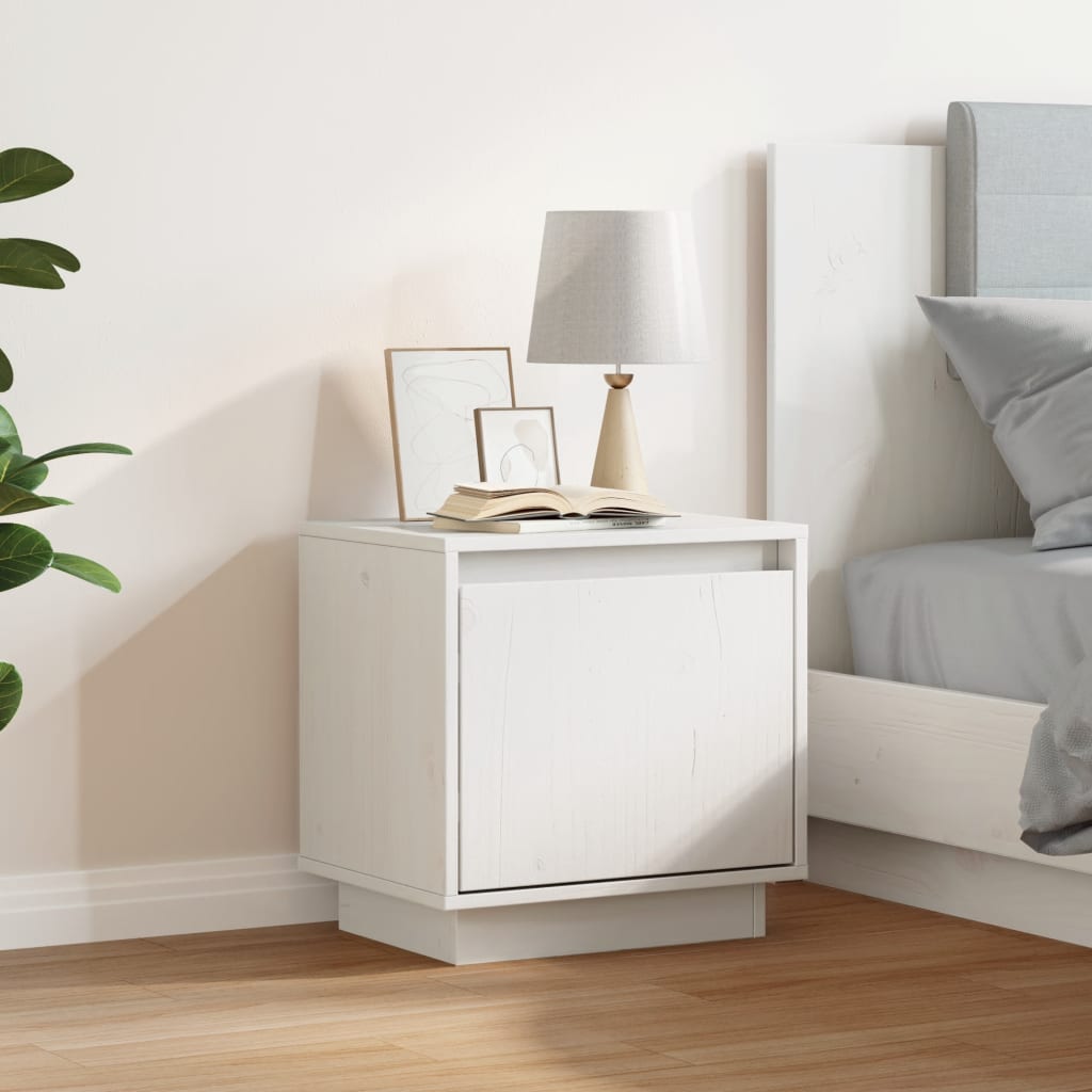 Bedside Table White 40x30x40 cm Solid Pine