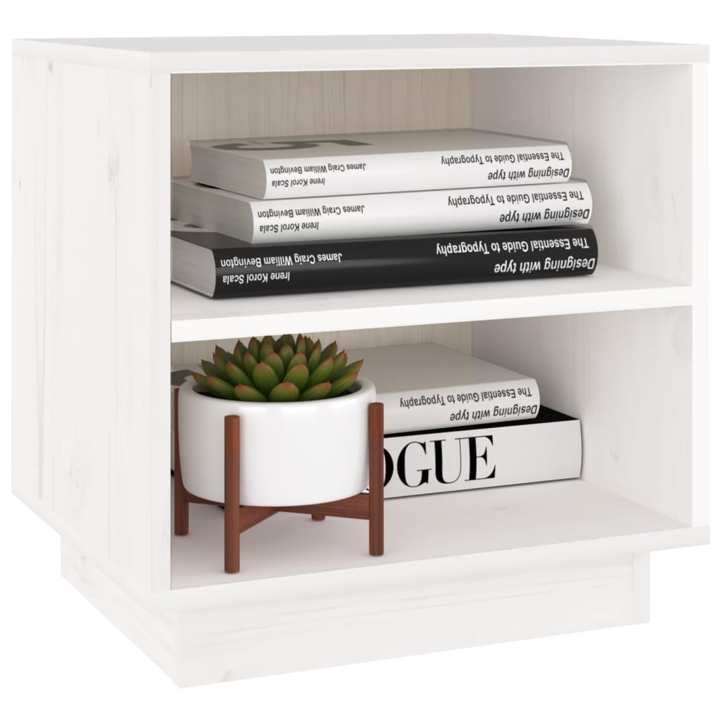 Bedside Table White 40x34x40 cm Solid Pine