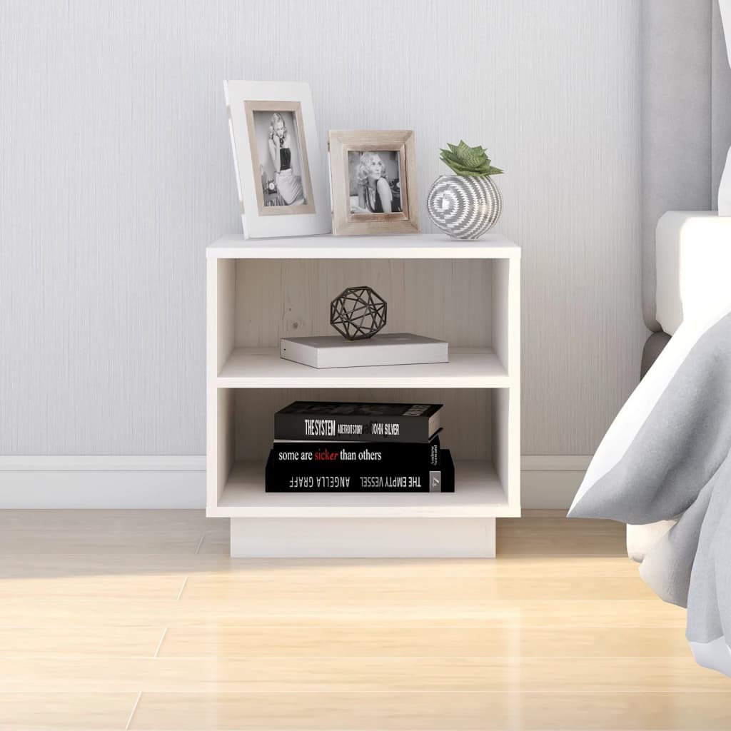 Bedside tables 2 pcs. White 40x34x40 cm solid pine wood
