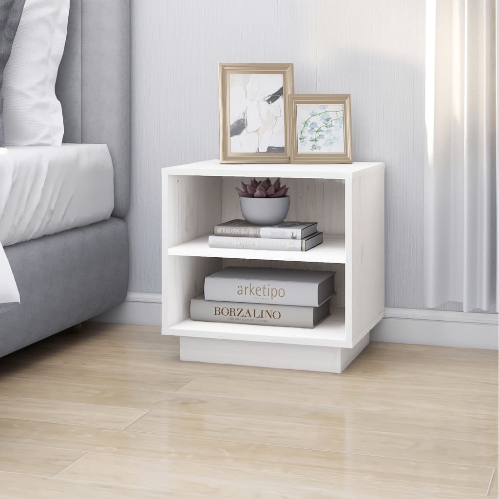 Bedside tables 2 pcs. White 40x34x40 cm solid pine wood