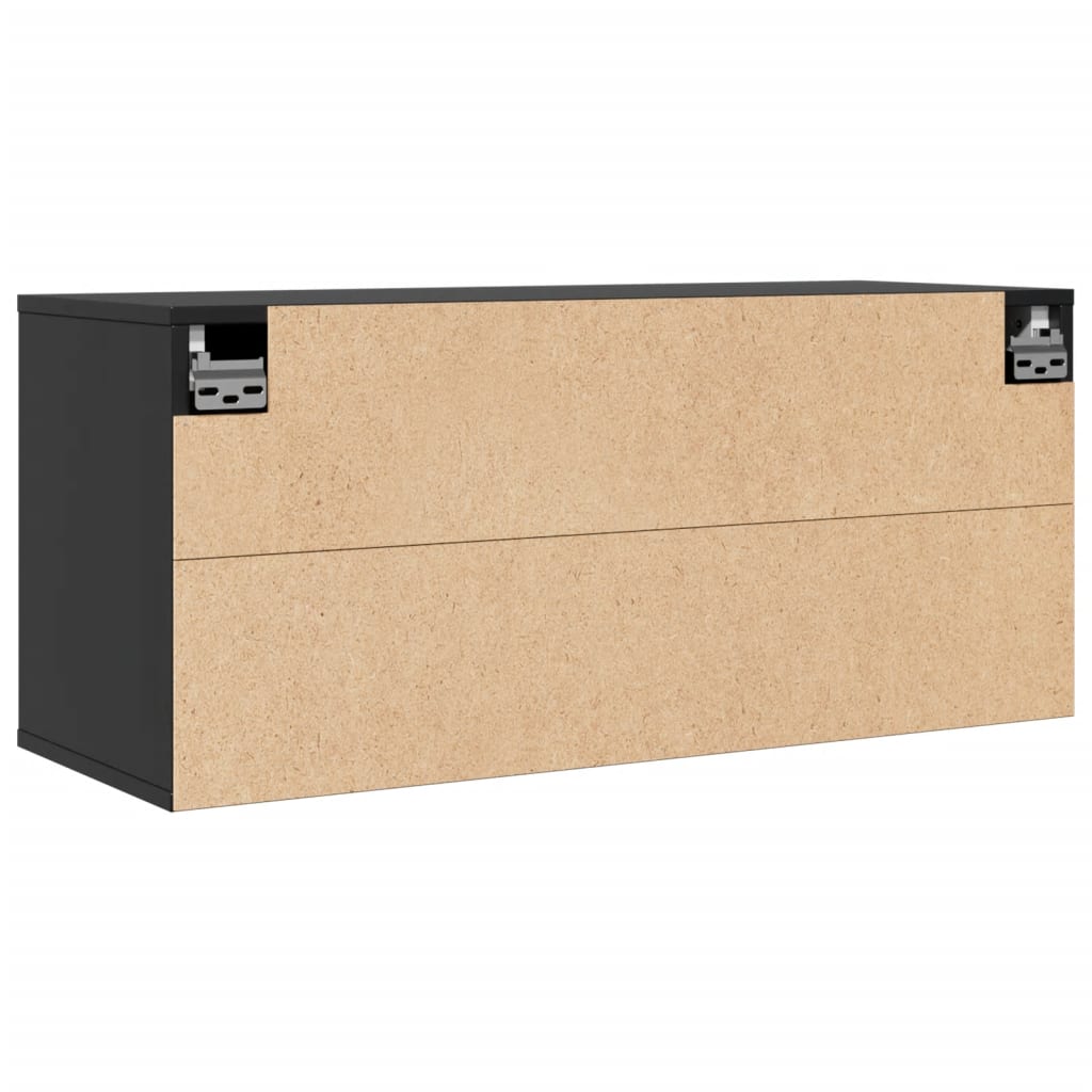 Wandschrank Schwarz 80x30x35 cm Massivholz Kiefer