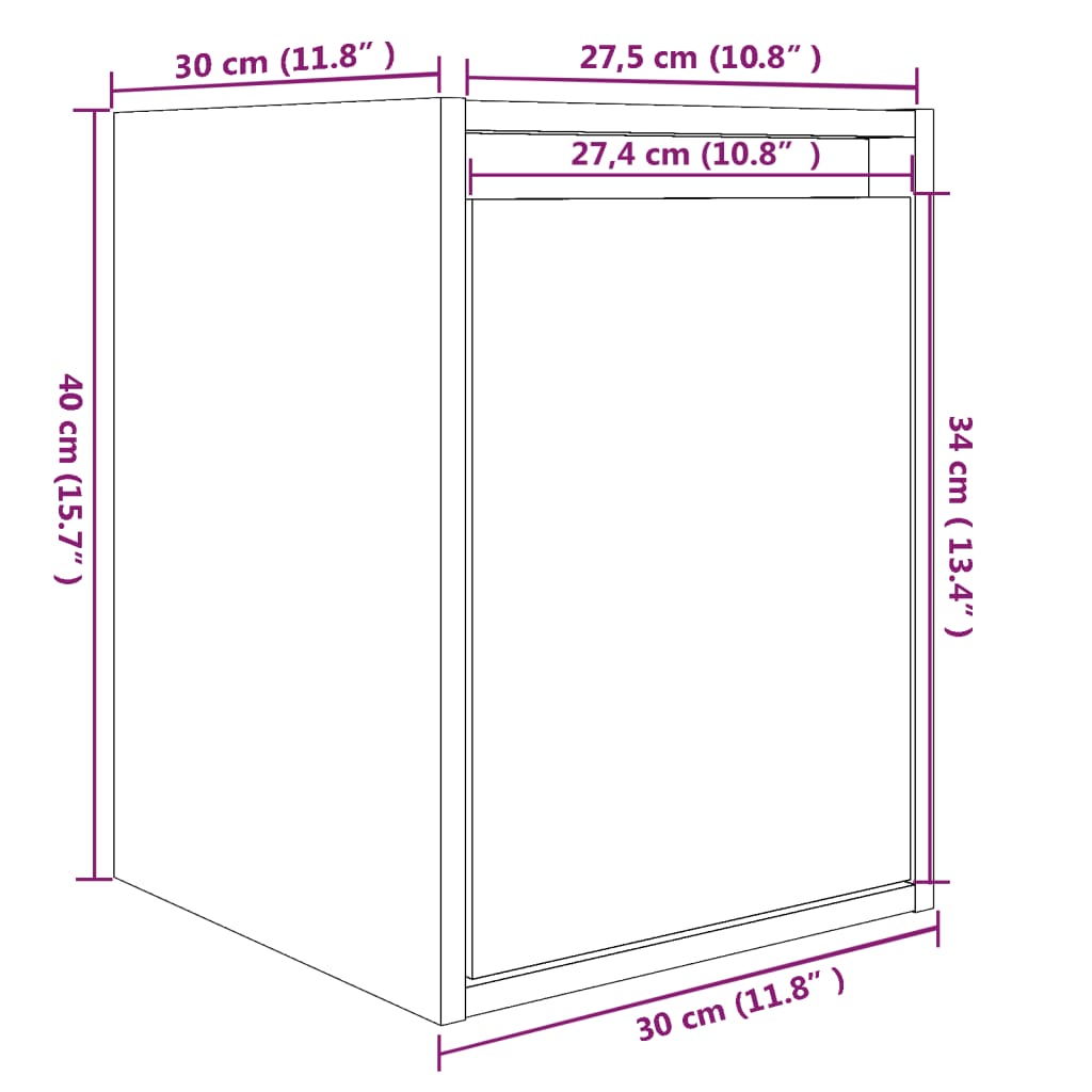 Élément mural blanc 30x30x40 cm en bois de pin massif