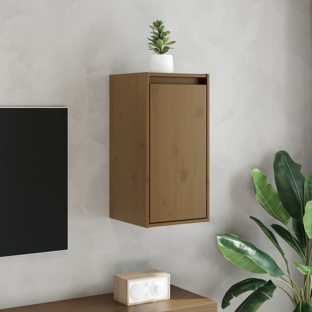 Armoire murale marron miel 30x30x60 cm en bois de pin massif