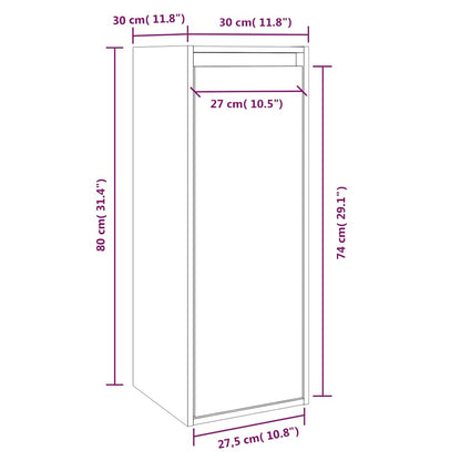 Wandschrank Weiß 30x30x80 cm Massivholz Kiefer