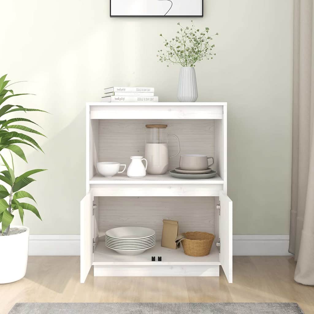 Sideboard Weiß 60x34x75 cm Massivholz Kiefer