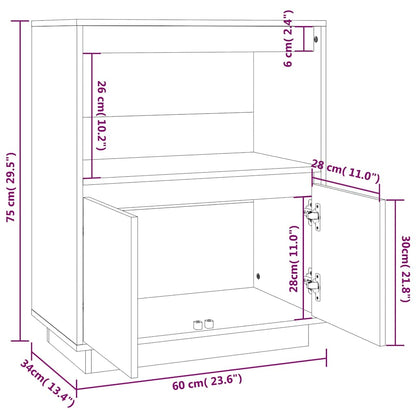 Sideboard Weiß 60x34x75 cm Massivholz Kiefer