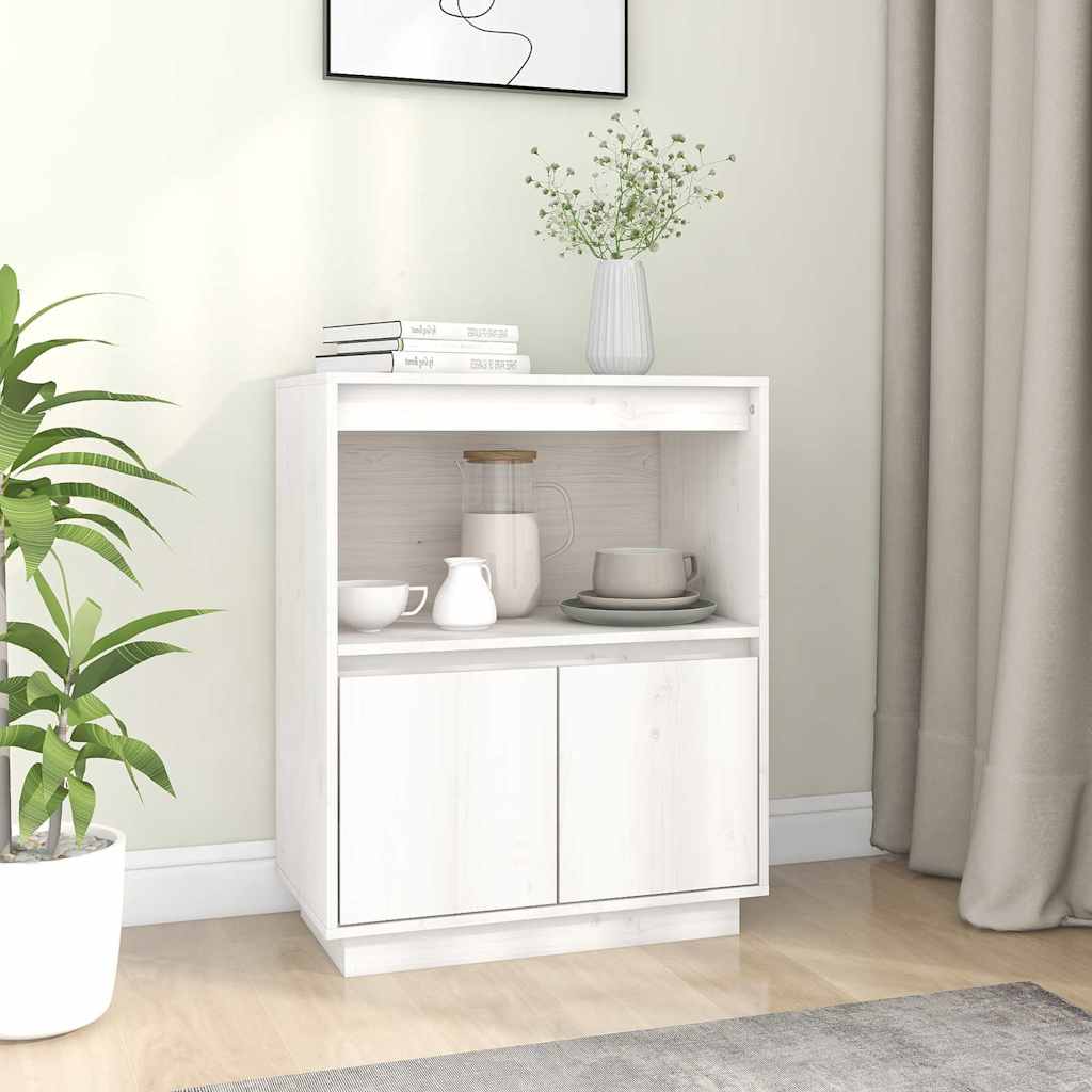Sideboard Weiß 60x34x75 cm Massivholz Kiefer