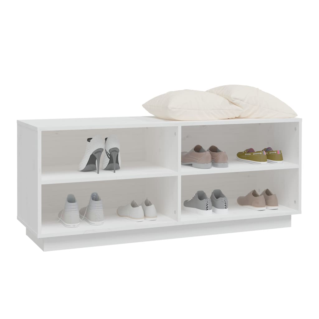 Étagère à chaussures blanc 110x34x45 cm en bois de pin massif