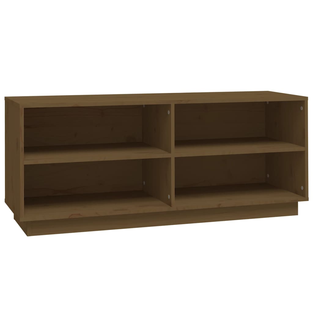 Étagère à chaussures marron miel 110x34x45 cm en bois de pin massif