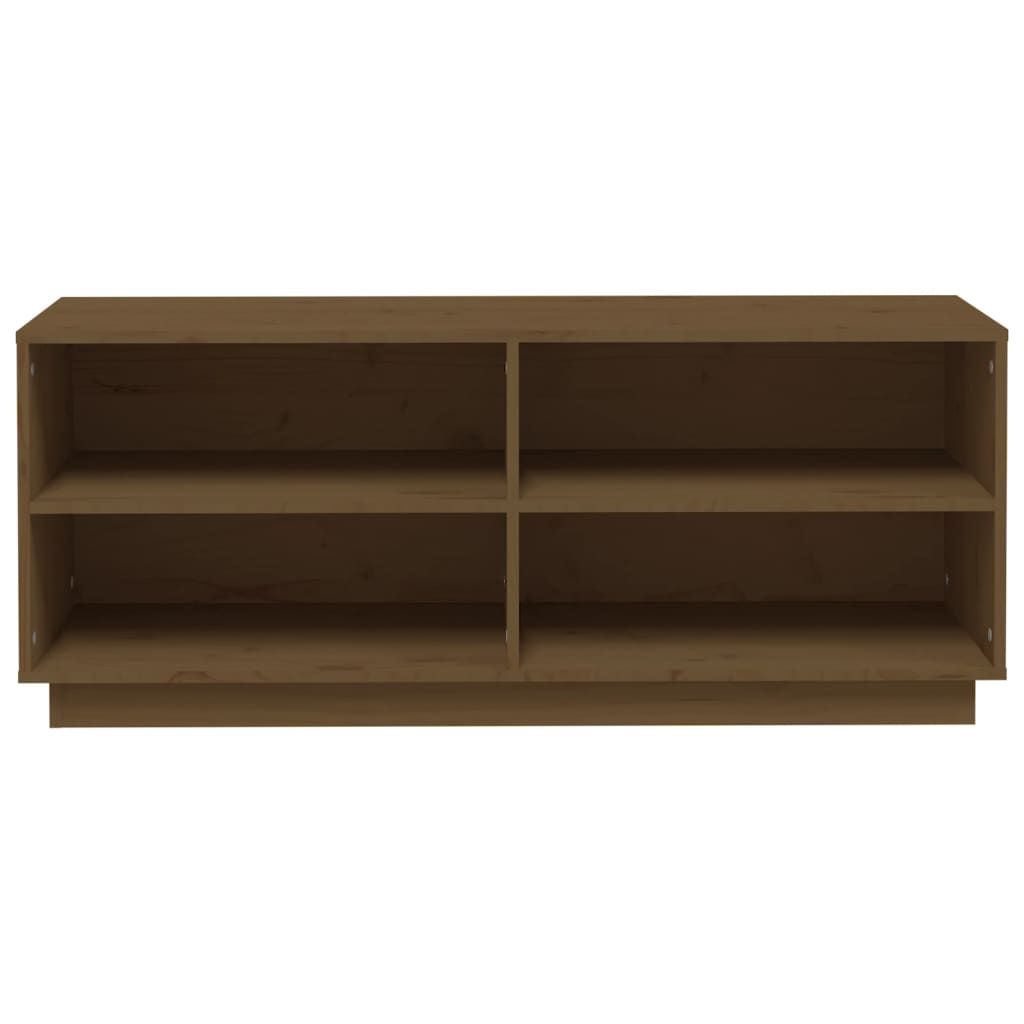 Étagère à chaussures marron miel 110x34x45 cm en bois de pin massif