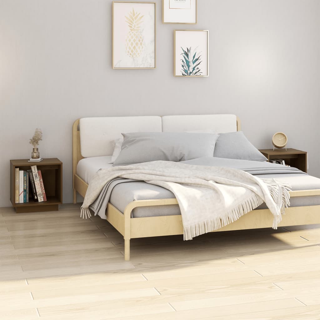 Bedside tables 2 pcs. Honey brown 40x30x40 cm solid pine wood