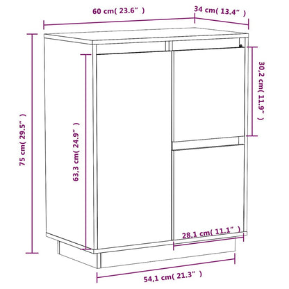 Sideboard Weiß 60x34x75 cm Massivholz Kiefer