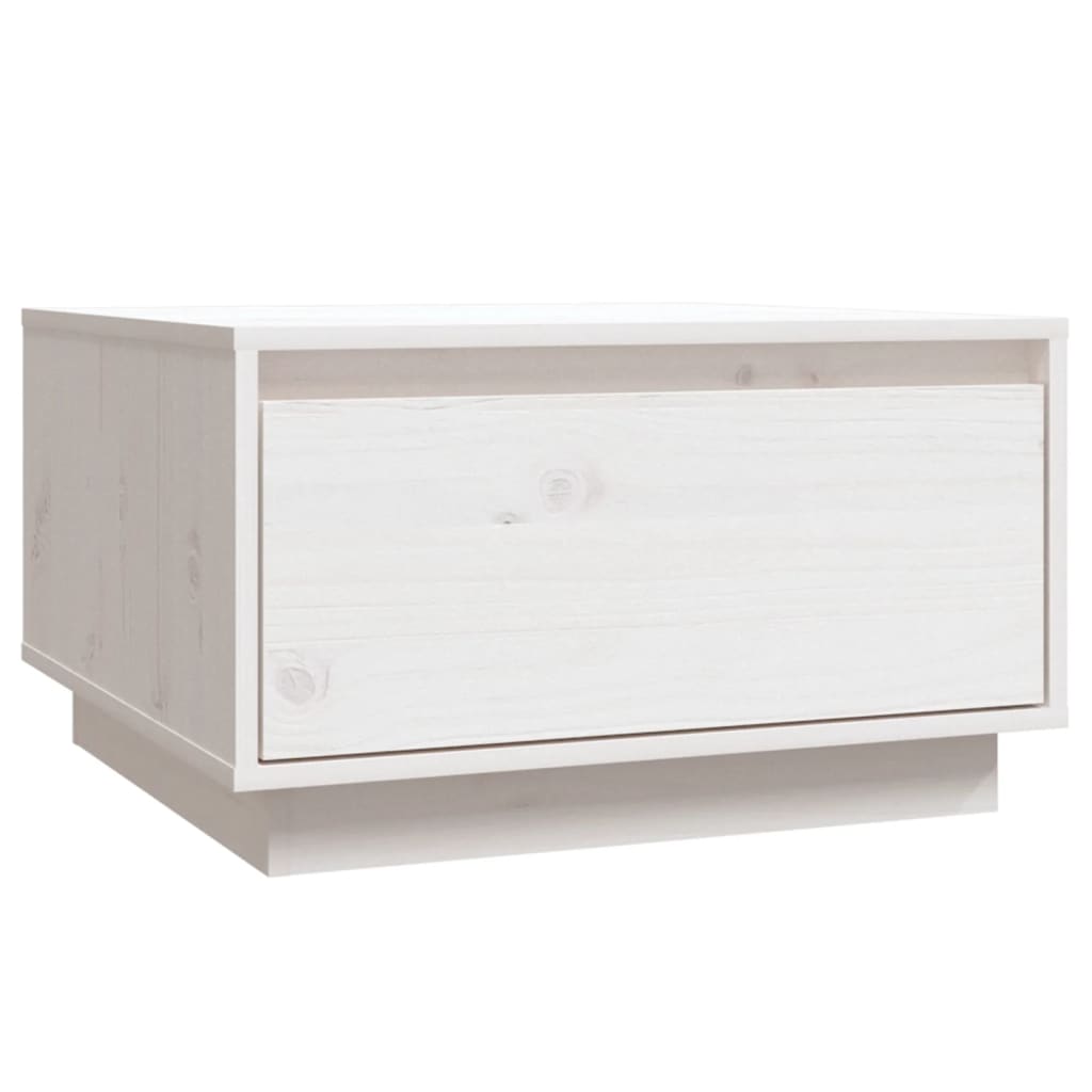 Table basse blanche 55x56x32 cm en bois de pin massif