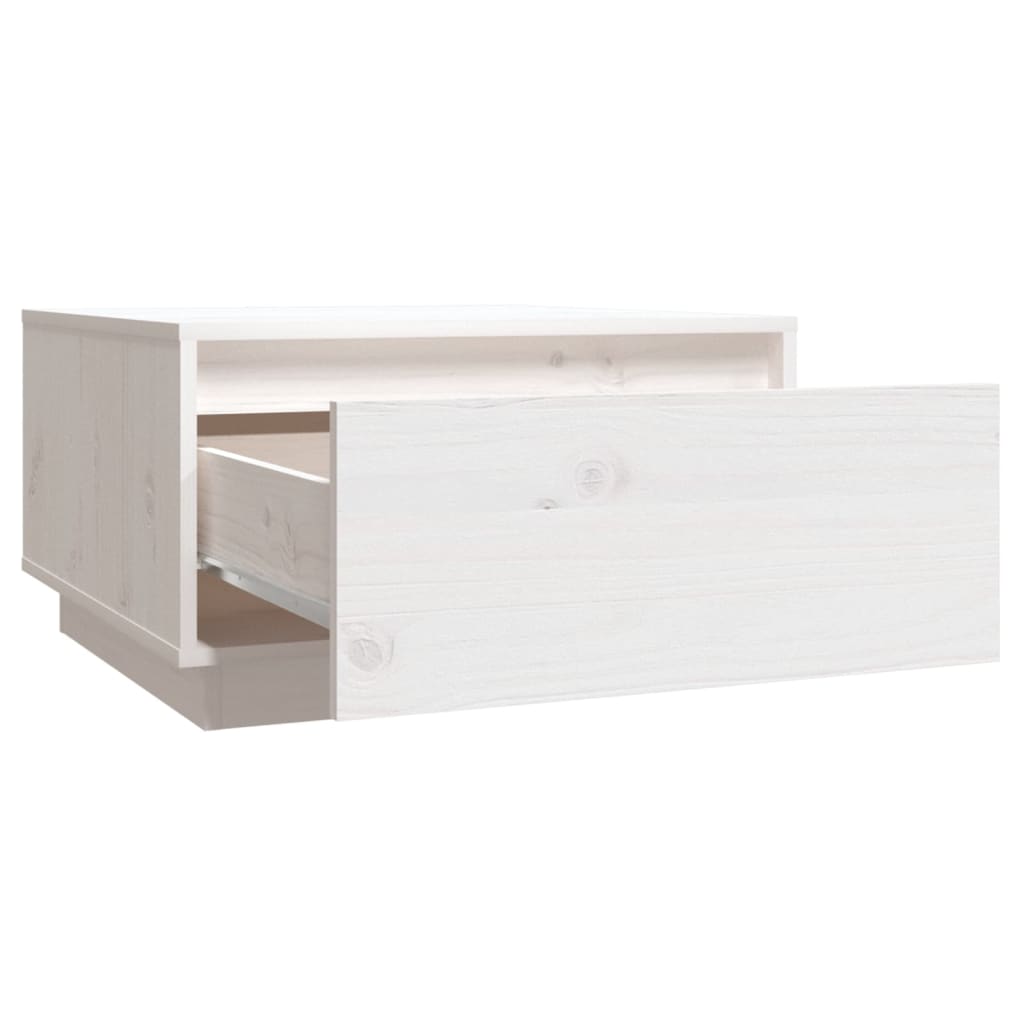 Table basse blanche 55x56x32 cm en bois de pin massif