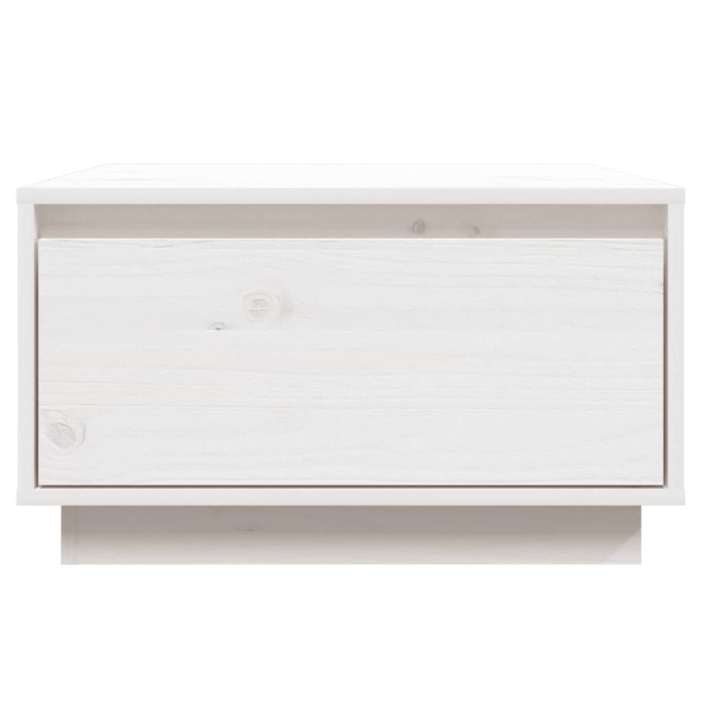 Table basse blanche 55x56x32 cm en bois de pin massif