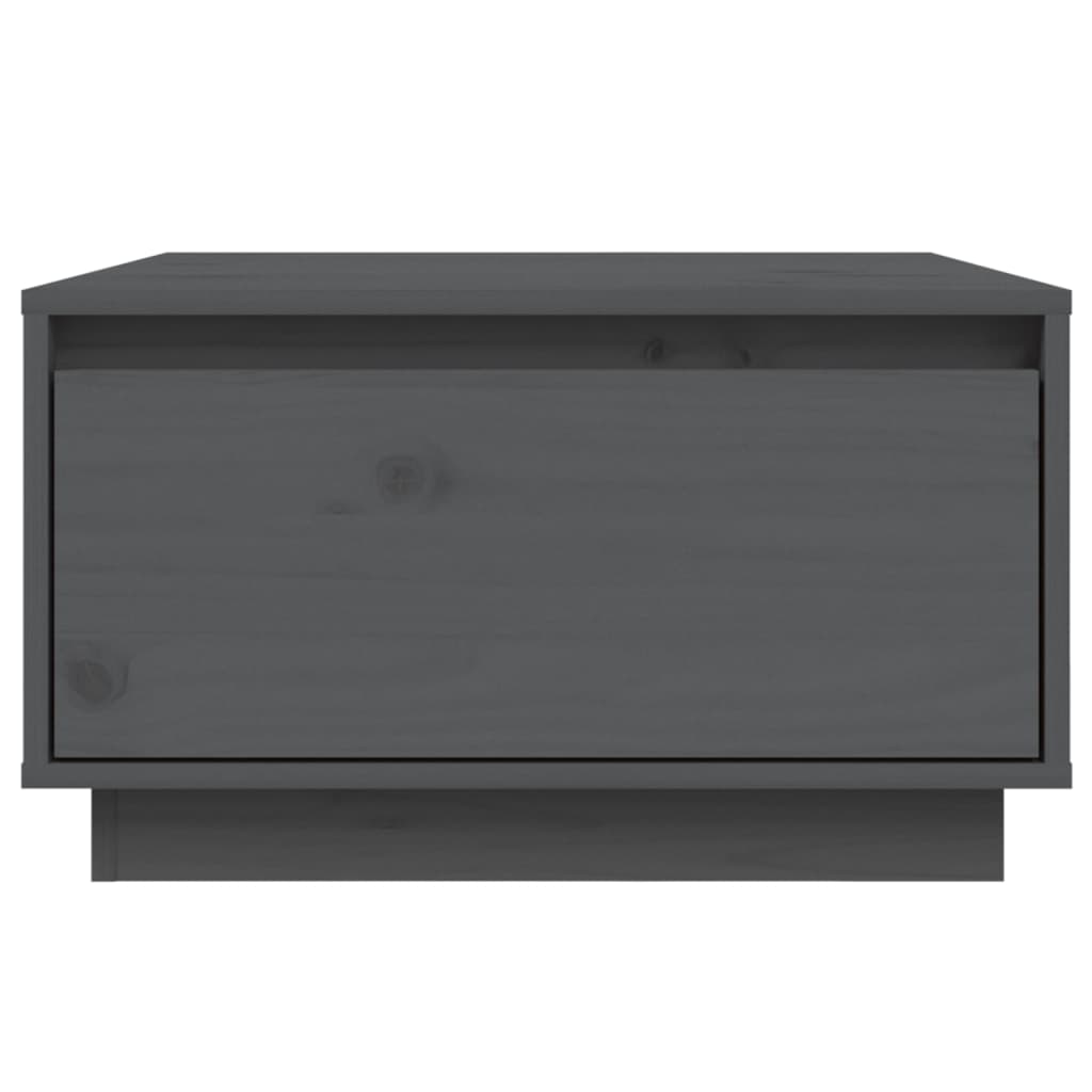 Table basse grise 55x56x32 cm en bois de pin massif