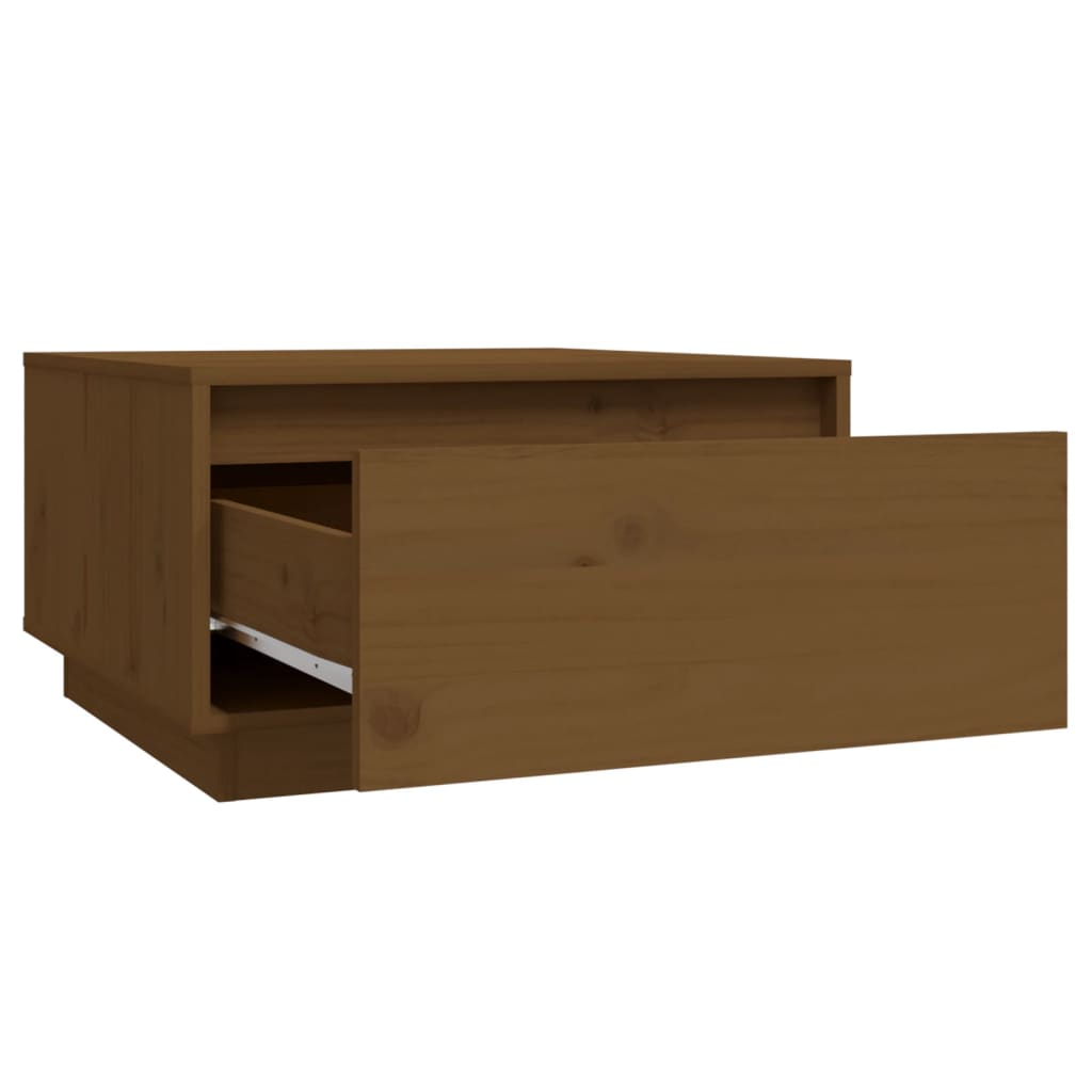 Table basse marron miel 55x56x32 cm en bois de pin massif