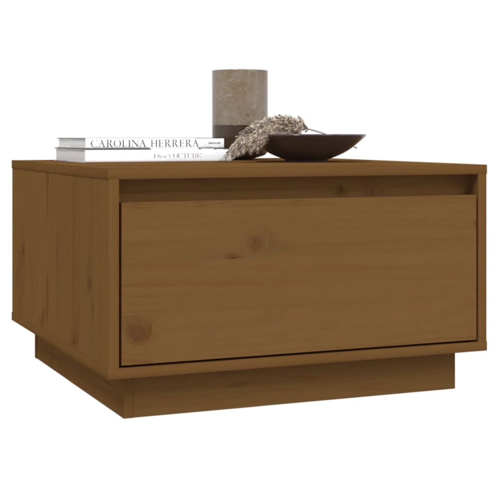 Table basse marron miel 55x56x32 cm en bois de pin massif