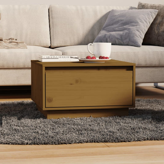 Table basse marron miel 55x56x32 cm en bois de pin massif