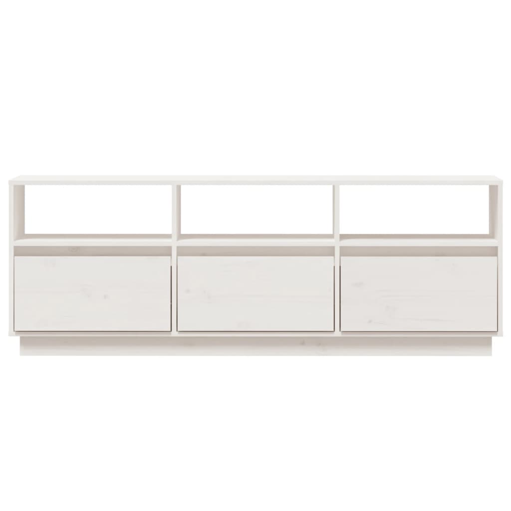 Meuble TV blanc 140x37x50 cm en bois de pin massif