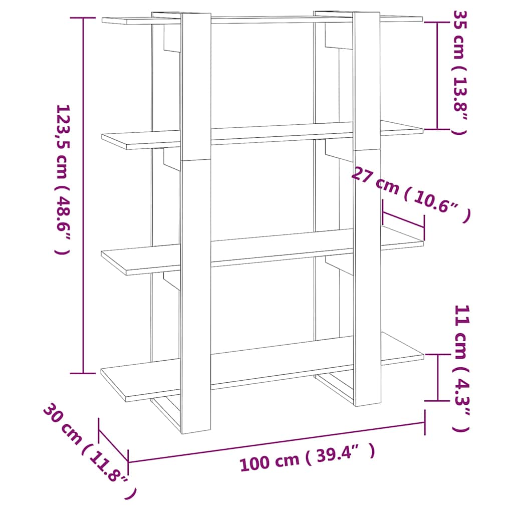 Bücherregal/Raumteiler Weiß 100x30x123,5 cm
