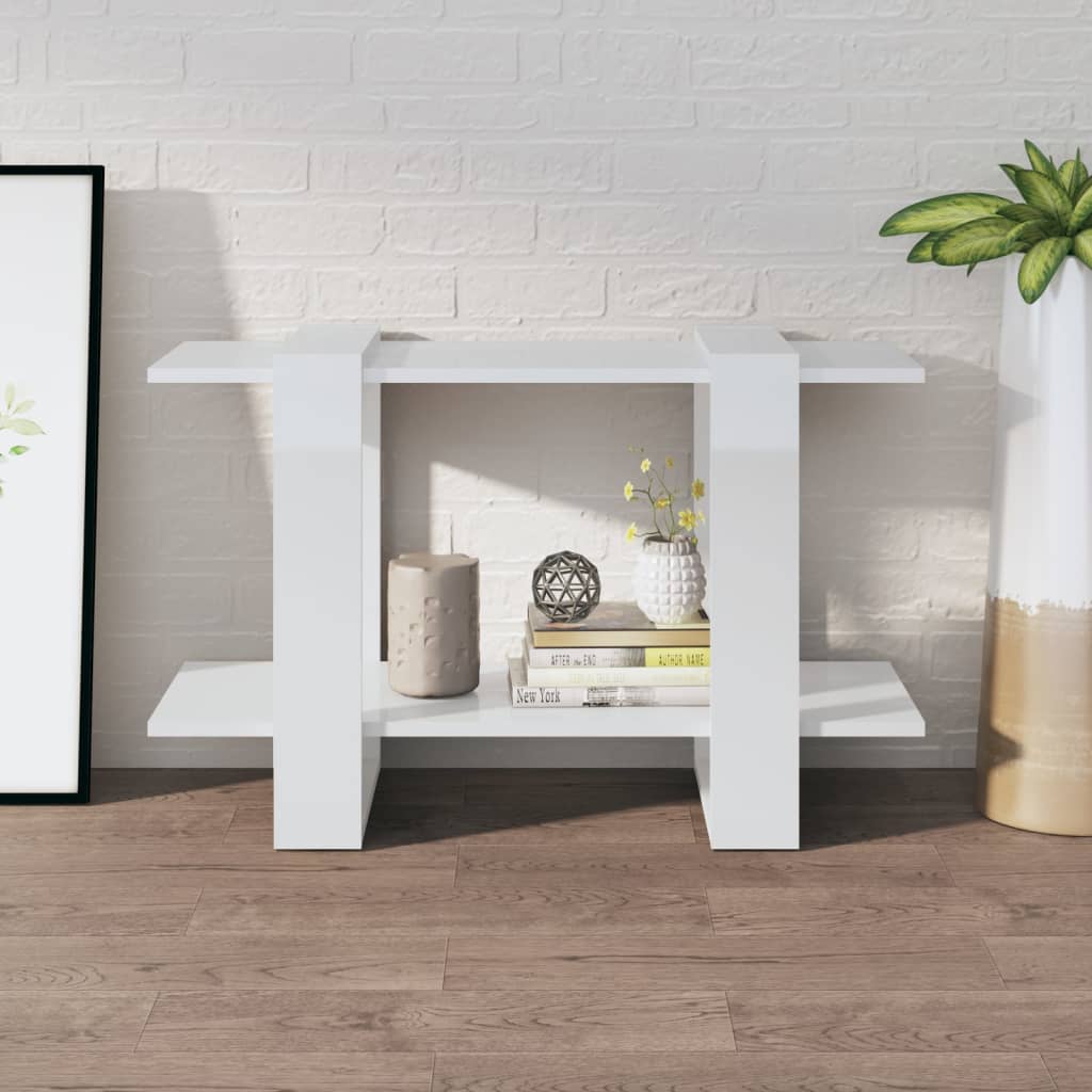 Bibliothèque/séparateur de pièce blanc brillant 80x30x51 cm