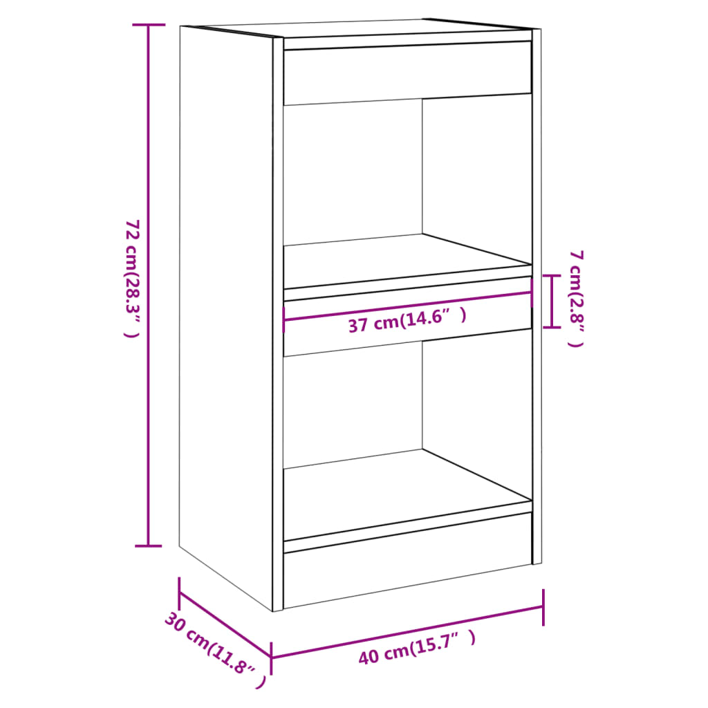 Bookshelf/Room Divider Black 40x30x72 cm