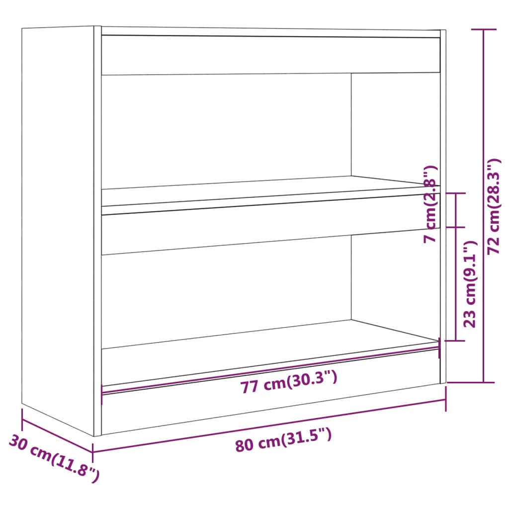 Bookshelf/Room Divider White 80x30x72 cm
