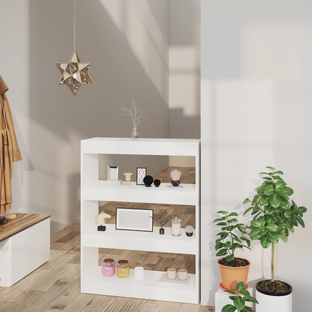 Bookshelf/Room Divider White 80x30x103 cm Wood Material