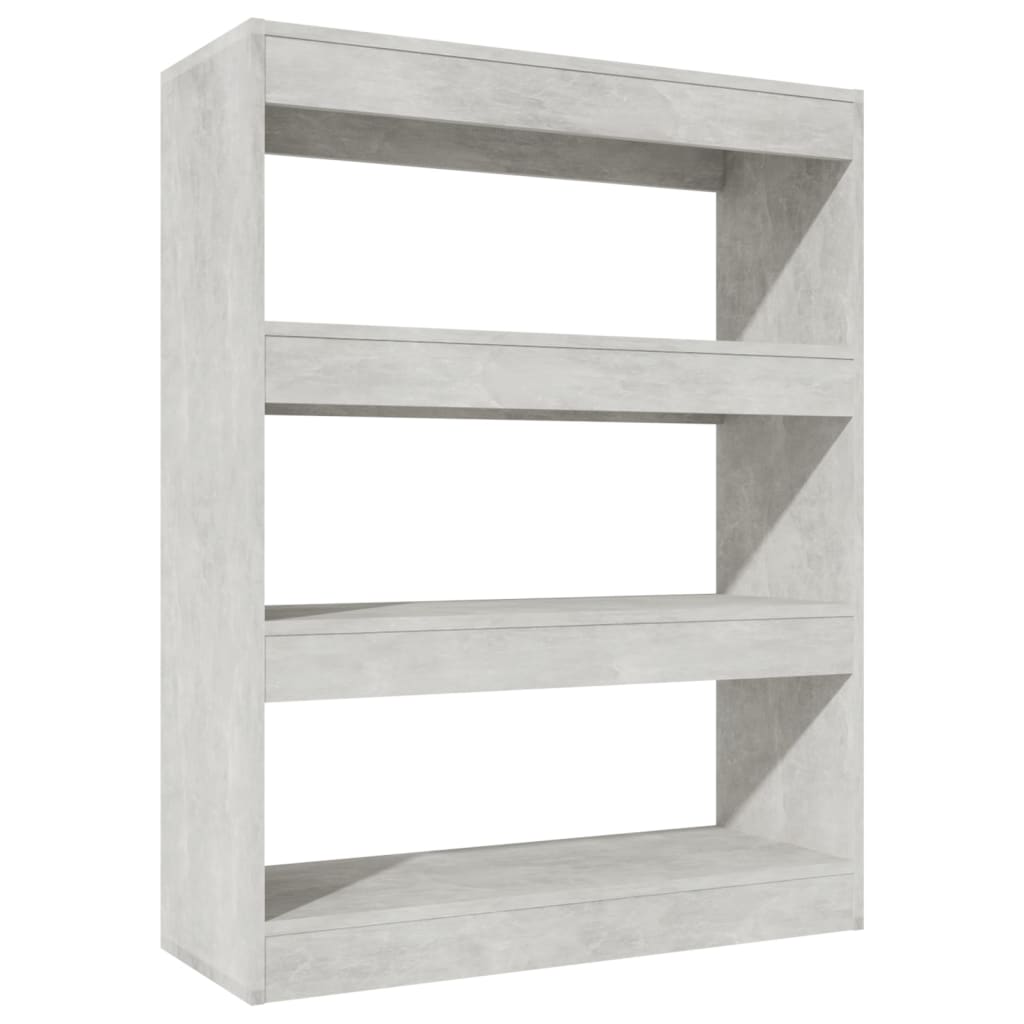 Bibliothèque/séparateur de pièce gris béton 80x30x103 cm matériau bois