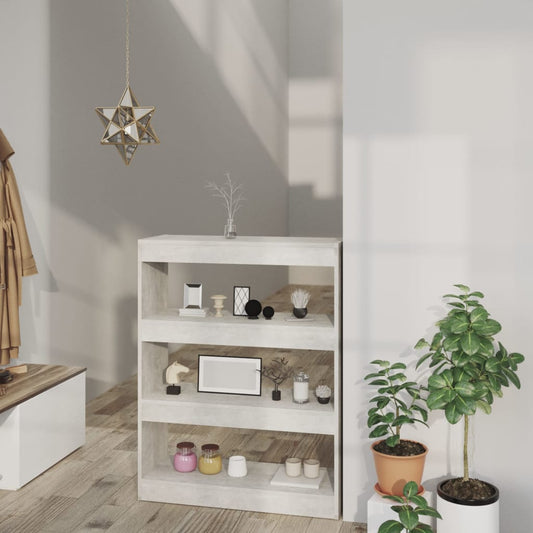 Bibliothèque/séparateur de pièce gris béton 80x30x103 cm matériau bois