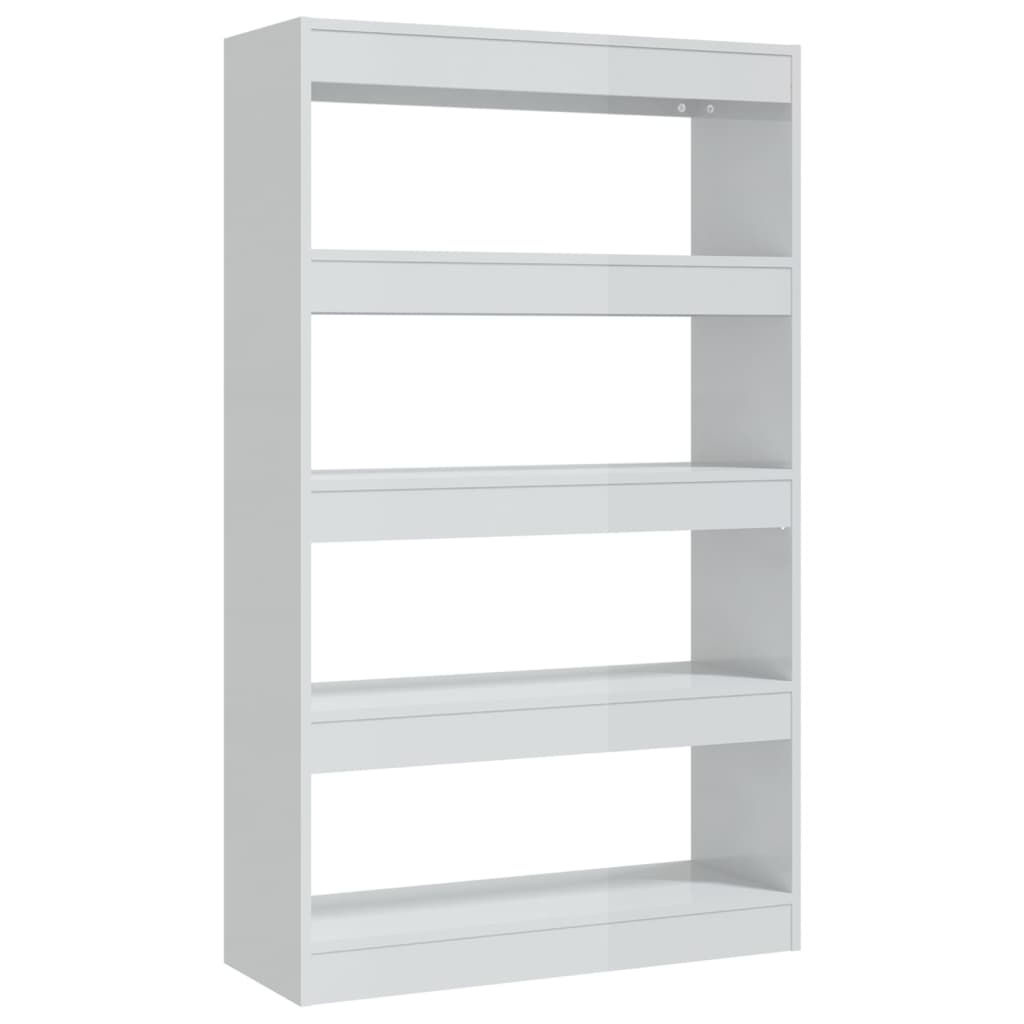 Bibliothèque/séparateur de pièce blanc brillant 80x30x135cm en bois