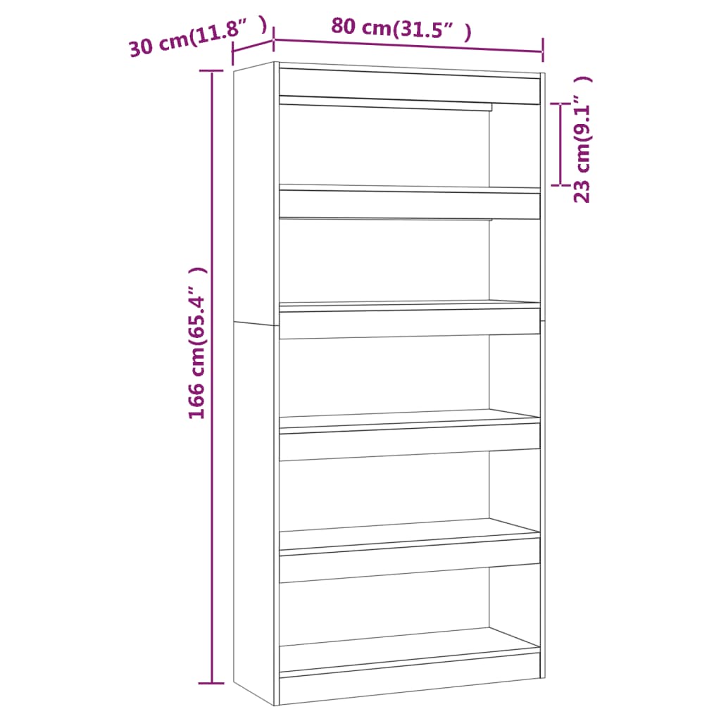 Bookshelf/Room Divider White 80x30x166 cm Wood Material