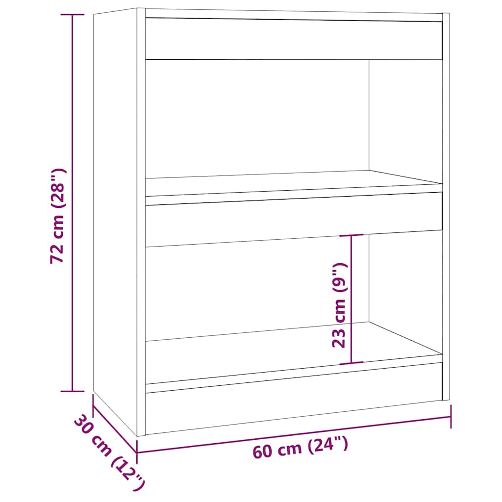 Bücherregal/Raumteiler Räuchereiche 60x30x72 cm