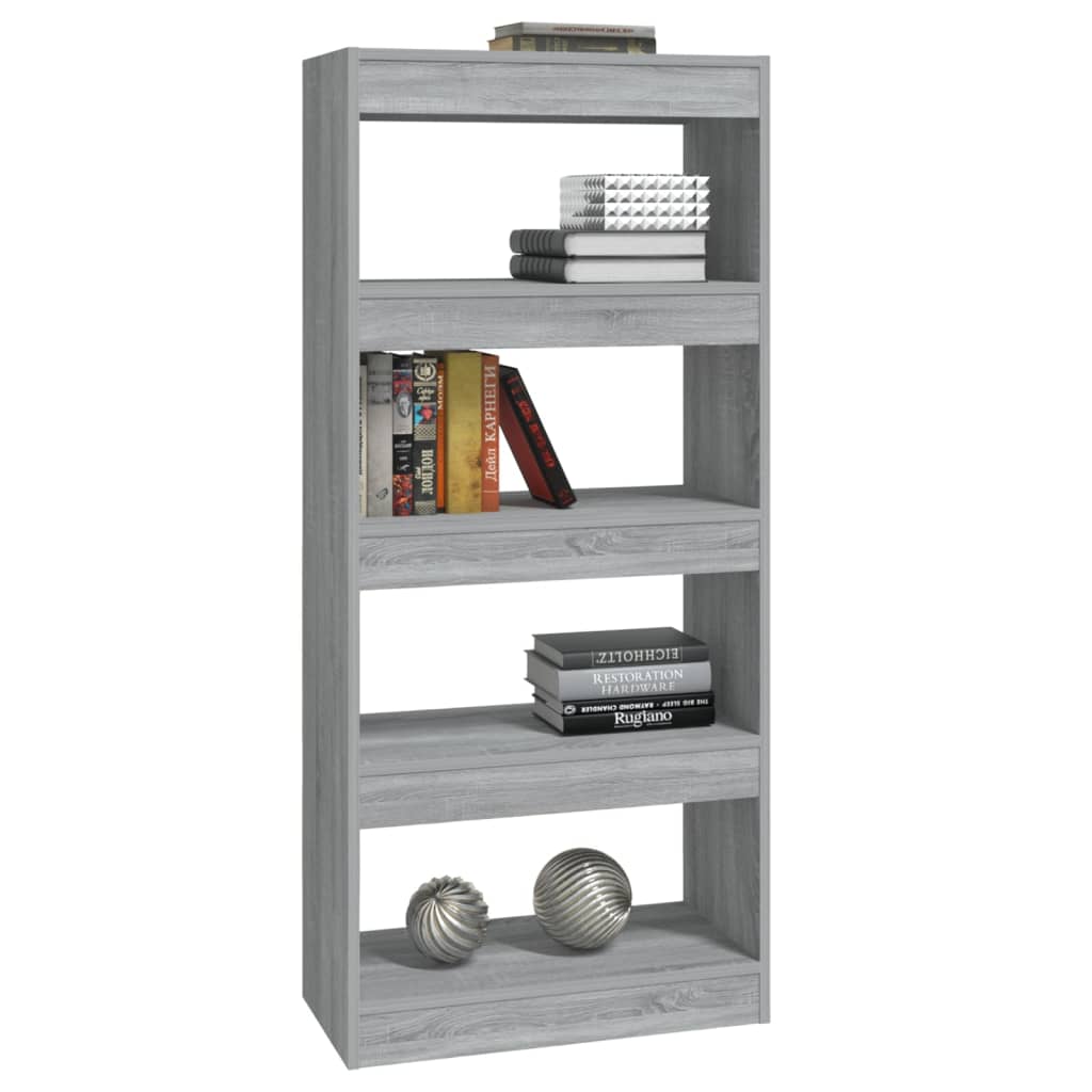 Bibliothèque/séparateur de pièce gris Sonoma 60x30x135 cm matériau bois