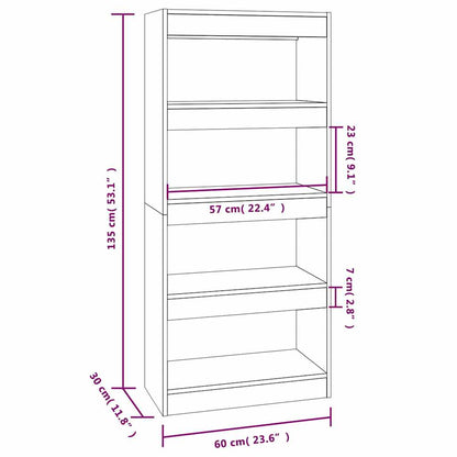 Bücherregal/Raumteiler Grau Sonoma 60x30x135 cm Holzwerkstoff