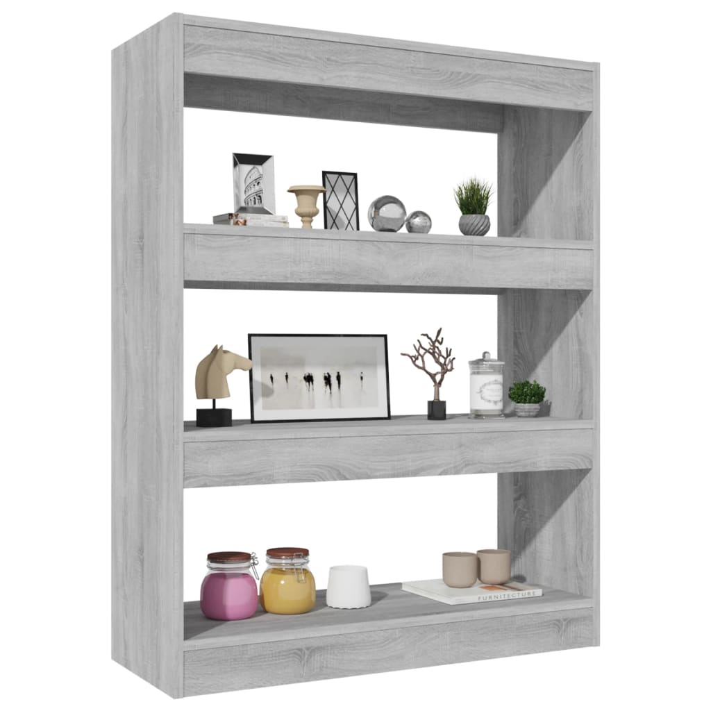 Bibliothèque/séparateur de pièce gris Sonoma 80x30x103 cm matériau bois