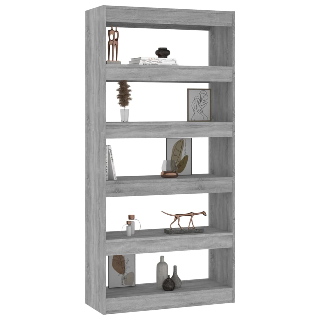 Bibliothèque/séparateur de pièce gris Sonoma 80x30x166 cm matériau bois