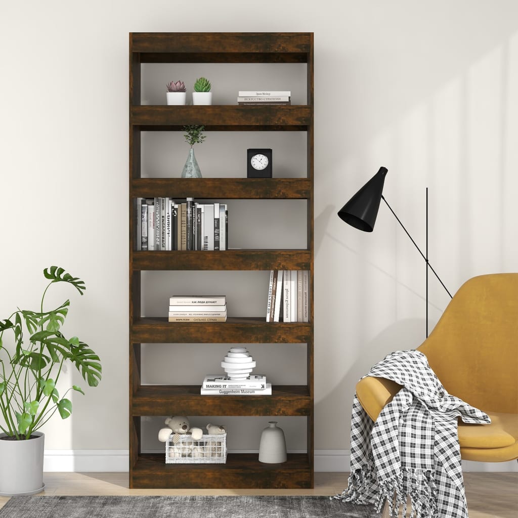 Bookshelf/Room Divider Smoked Oak 80x30x198 cm Wood Material