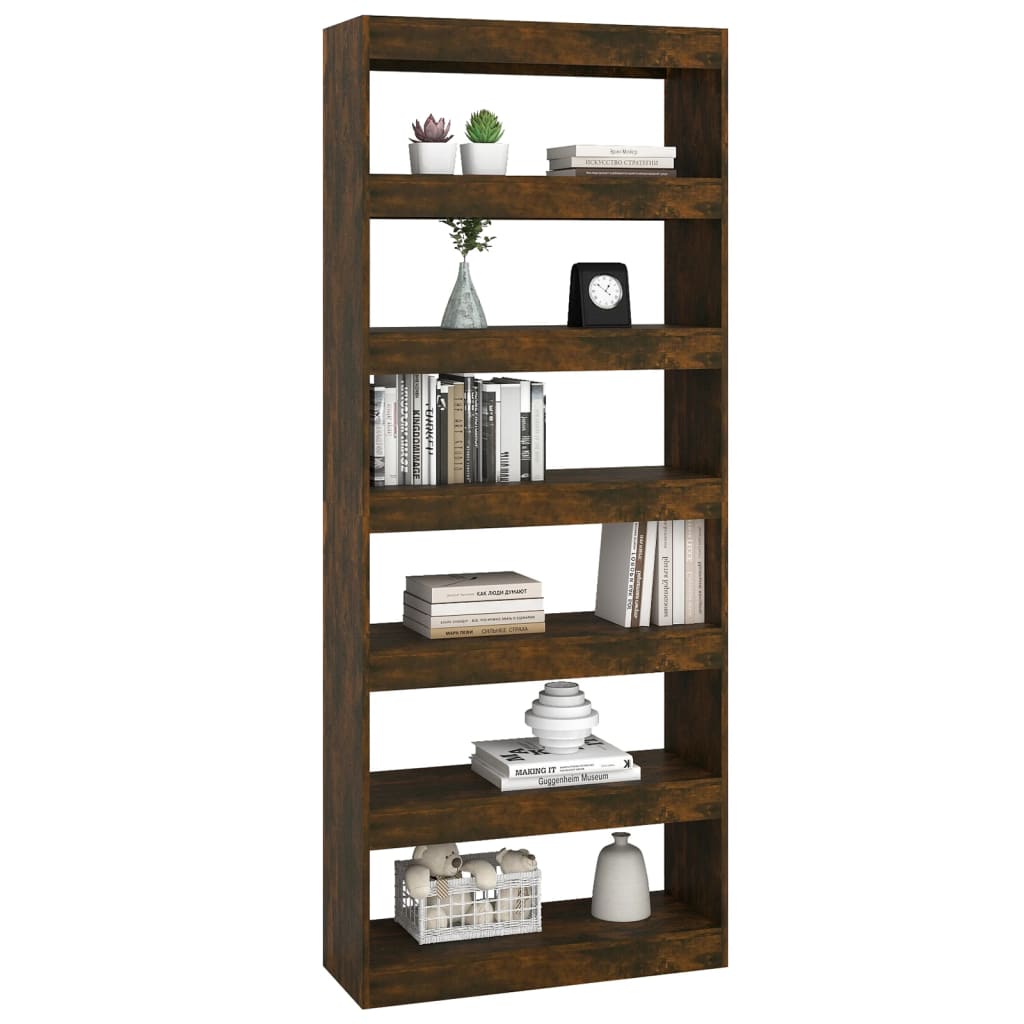 Bookshelf/Room Divider Smoked Oak 80x30x198 cm Wood Material